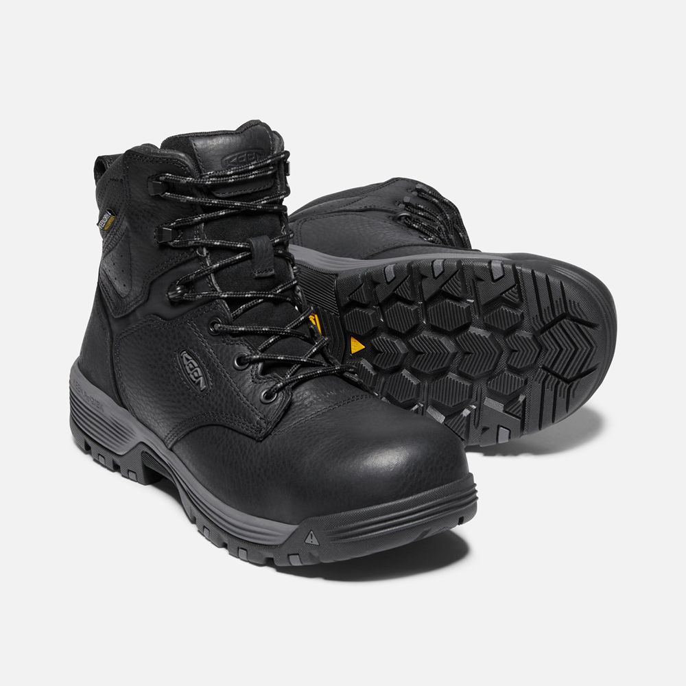 Botte de Travail Keen Homme Noir | Chicago 6\" Waterproof (Carbon-Fiber Toe) | ZCJAX-8617